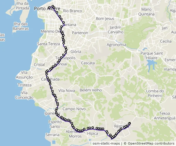 Mapa do itinerário da linha