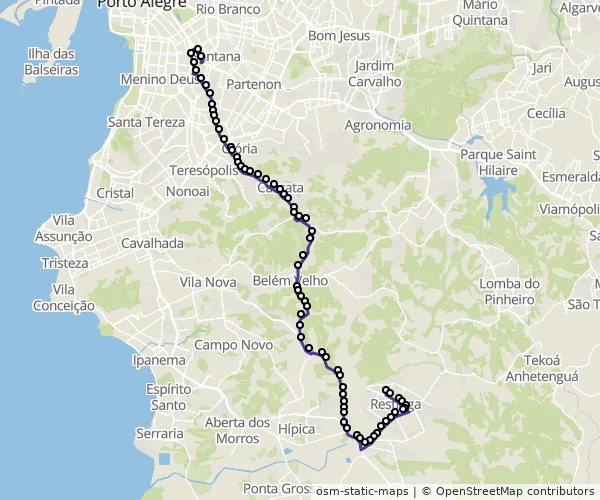 Mapa do itinerário da linha
