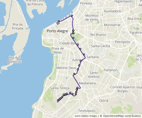 Mapa do itinerário da linha