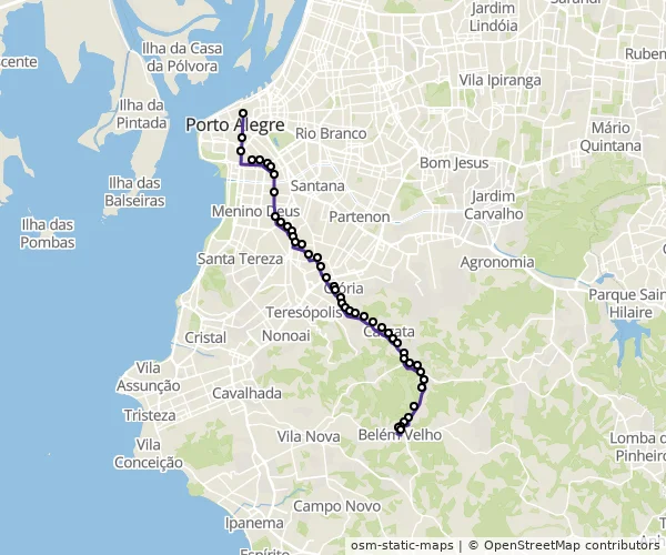 Mapa do itinerário da linha