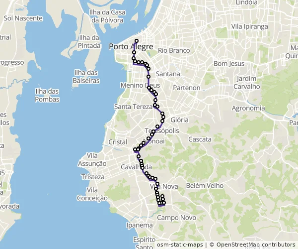 Mapa do itinerário da linha