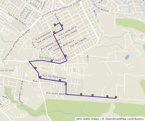 Mapa do itinerário da linha