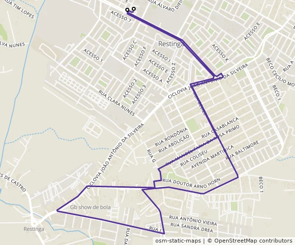 Mapa do itinerário da linha