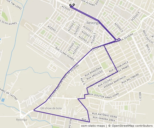 Mapa do itinerário da linha