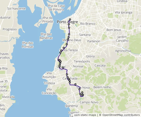 Mapa do itinerário da linha