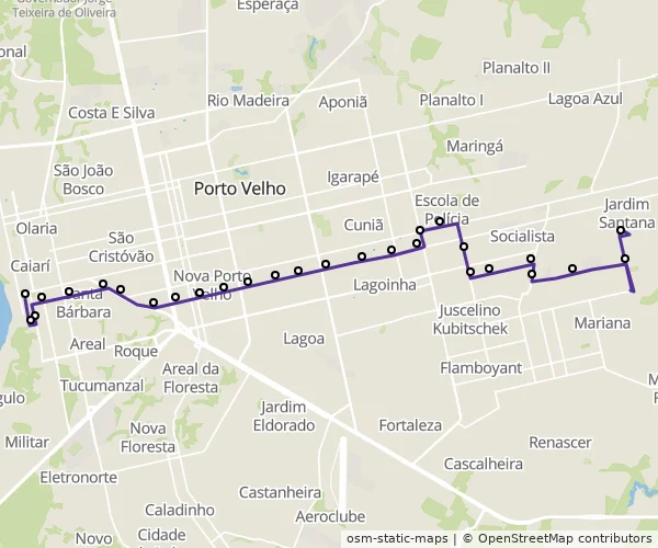 Mapa do itinerário da linha