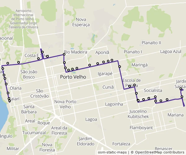 Mapa do itinerário da linha
