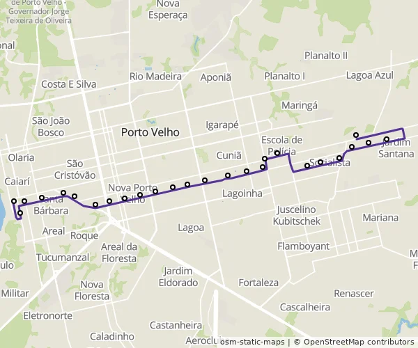 Mapa do itinerário da linha