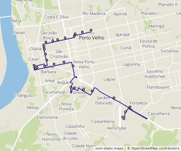 Mapa do itinerário da linha