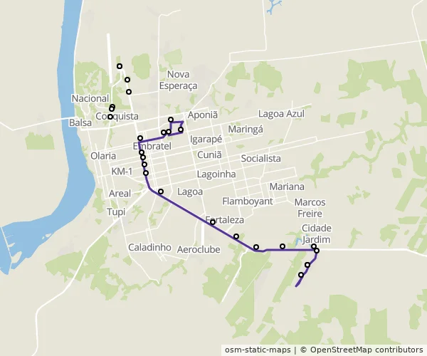 Mapa do itinerário da linha