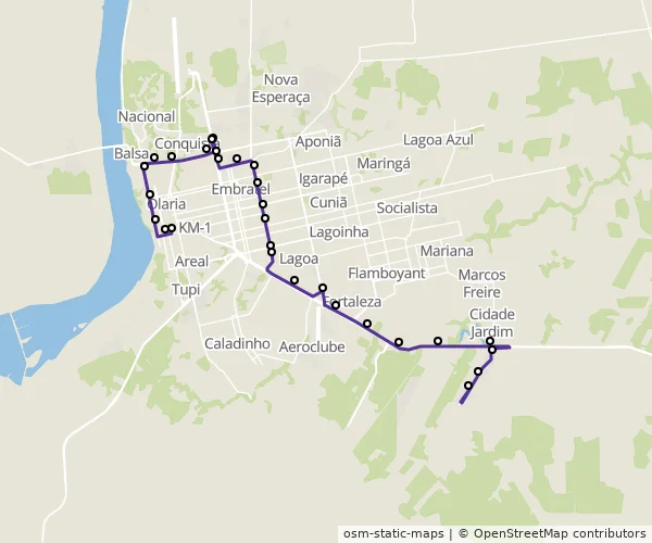 Mapa do itinerário da linha