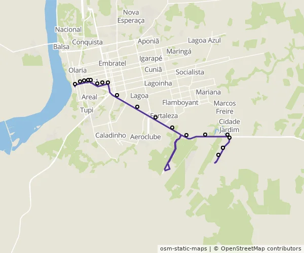Mapa do itinerário da linha