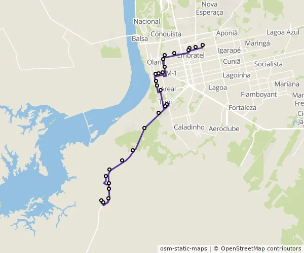 Mapa do itinerário da linha
