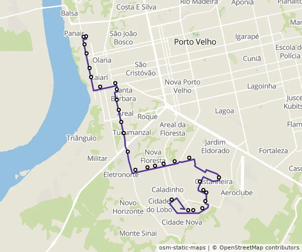 Mapa do itinerário da linha