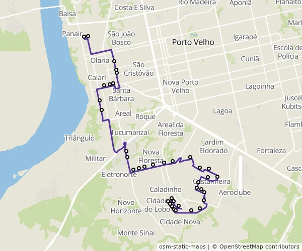 Mapa do itinerário da linha