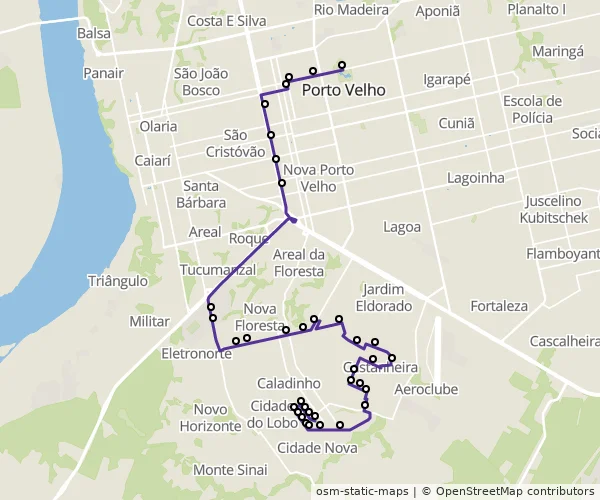 Mapa do itinerário da linha