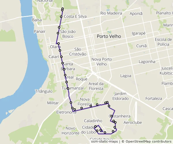 Mapa do itinerário da linha