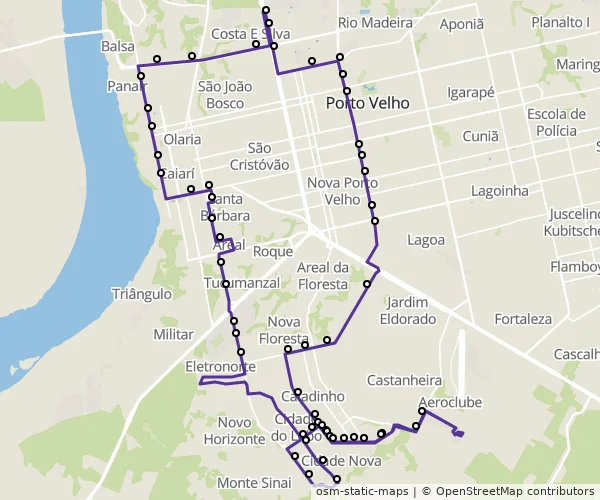 Mapa do itinerário da linha