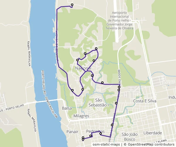 Mapa do itinerário da linha