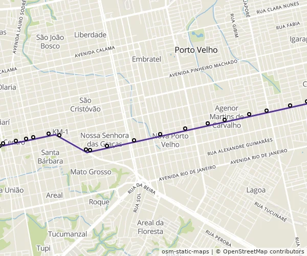 Mapa do itinerário da linha
