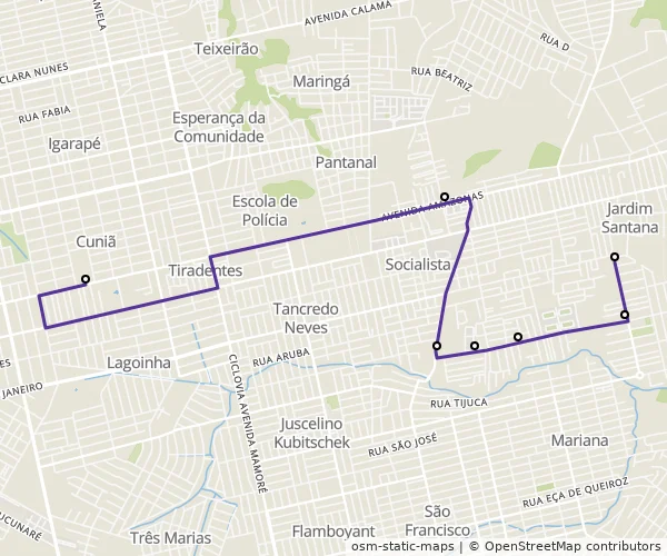 Mapa do itinerário da linha