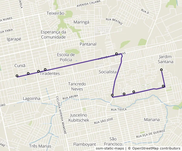 Mapa do itinerário da linha