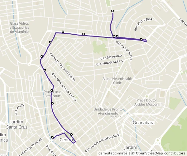 Mapa do itinerário da linha