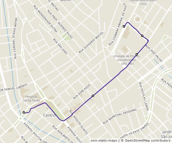 Mapa do itinerário da linha