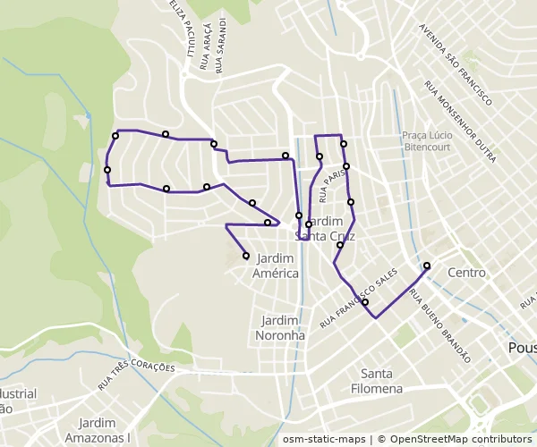 Mapa do itinerário da linha