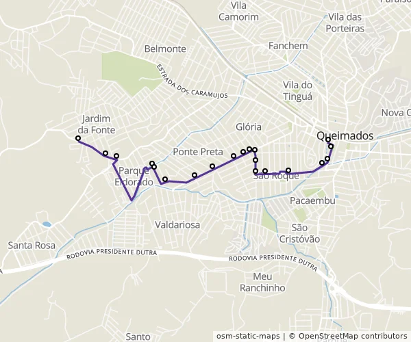 Mapa do itinerário da linha