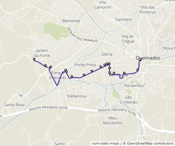 Mapa do itinerário da linha