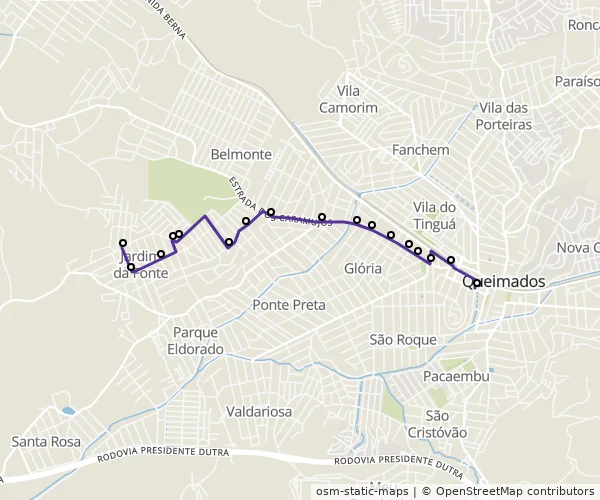 Mapa do itinerário da linha