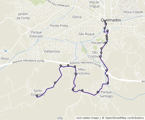 Mapa do itinerário da linha