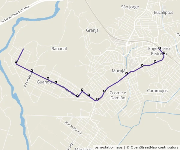 Mapa do itinerário da linha
