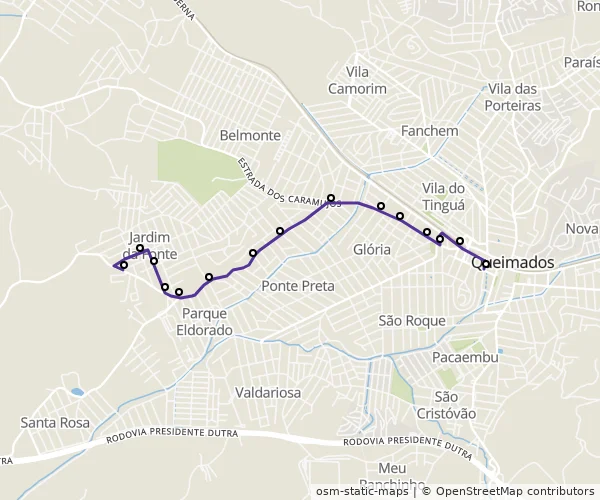 Mapa do itinerário da linha
