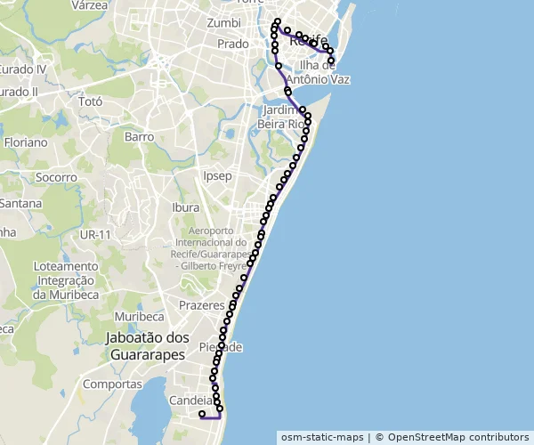 Mapa do itinerário da linha