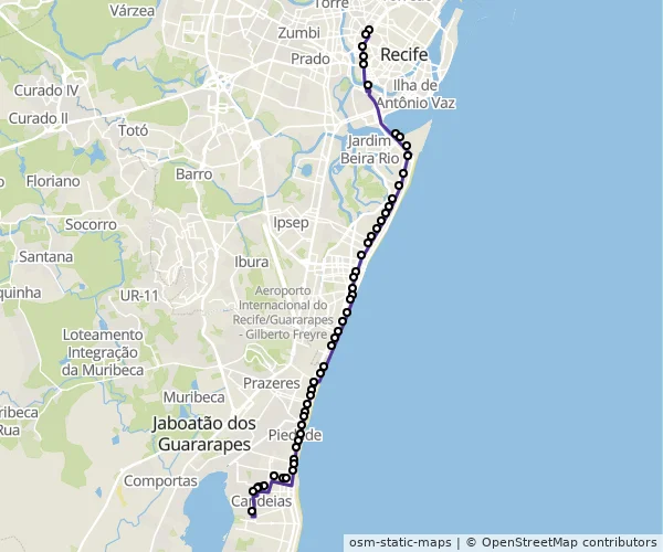 Mapa do itinerário da linha
