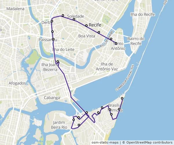 Mapa do itinerário da linha