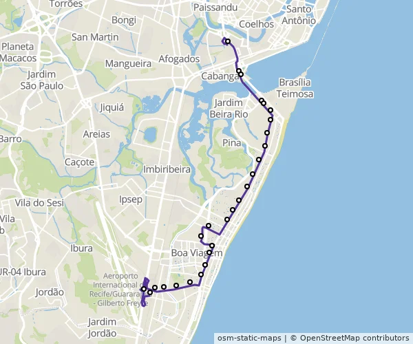 Mapa do itinerário da linha