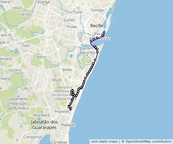 Mapa do itinerário da linha