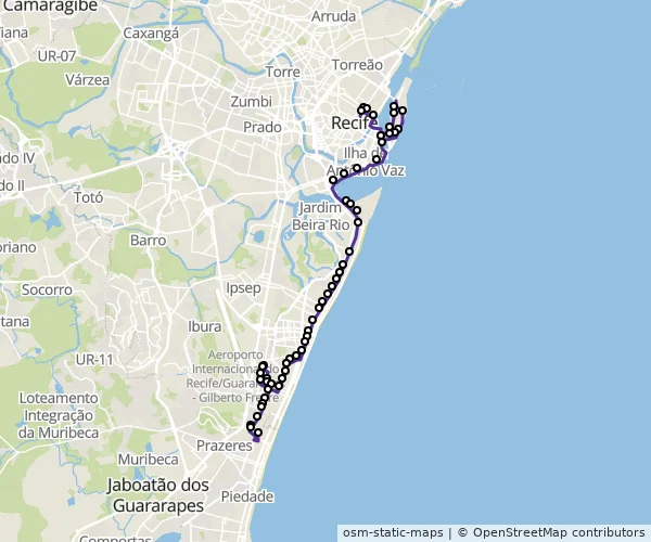 Mapa do itinerário da linha
