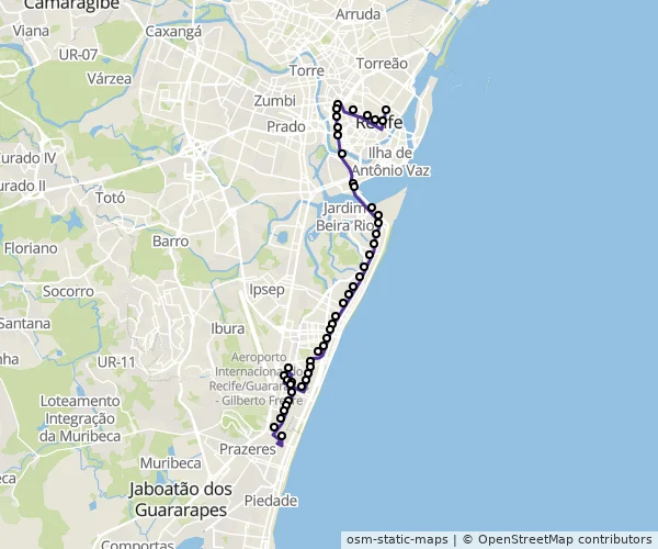 Mapa do itinerário da linha