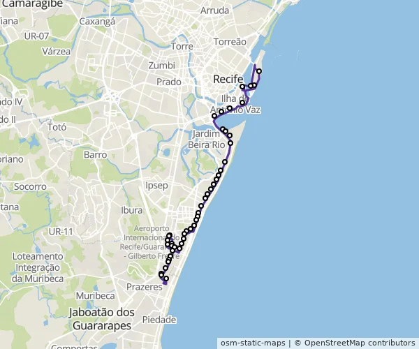 Mapa do itinerário da linha