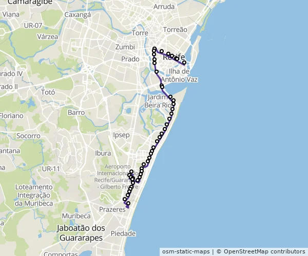 Mapa do itinerário da linha