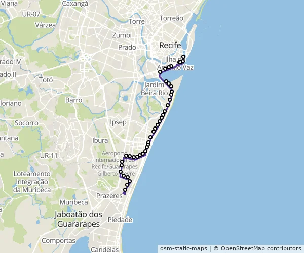 Mapa do itinerário da linha