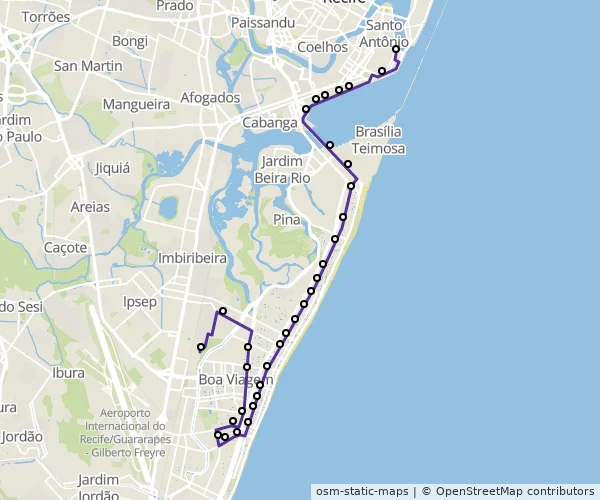 Mapa do itinerário da linha