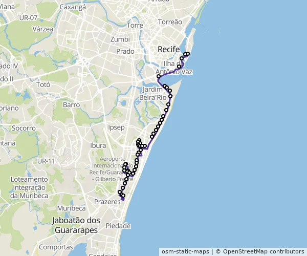 Mapa do itinerário da linha
