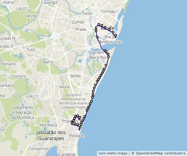 Mapa do itinerário da linha