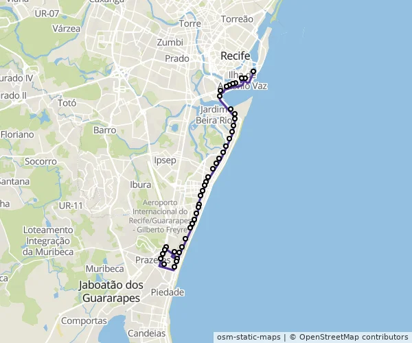 Mapa do itinerário da linha