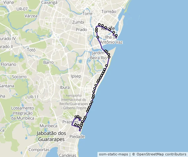 Mapa do itinerário da linha